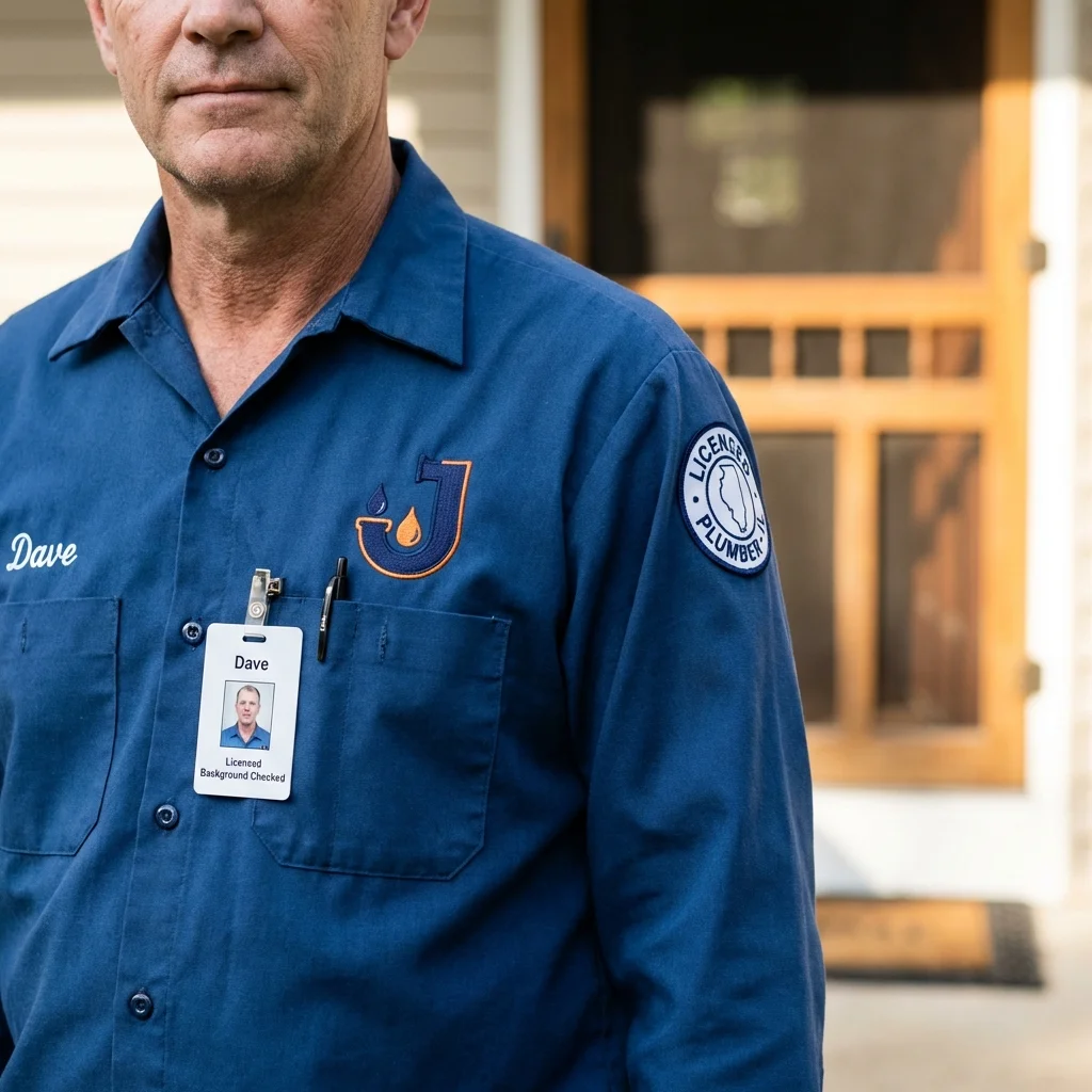 Licensed plumber showing ID badge in Northern Cambria, PA