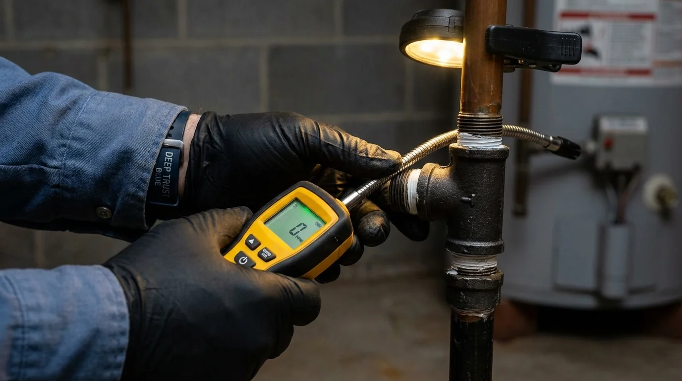 Gas leak detection with electronic sniffer by Johns Plumbing LLC in Northern Cambria