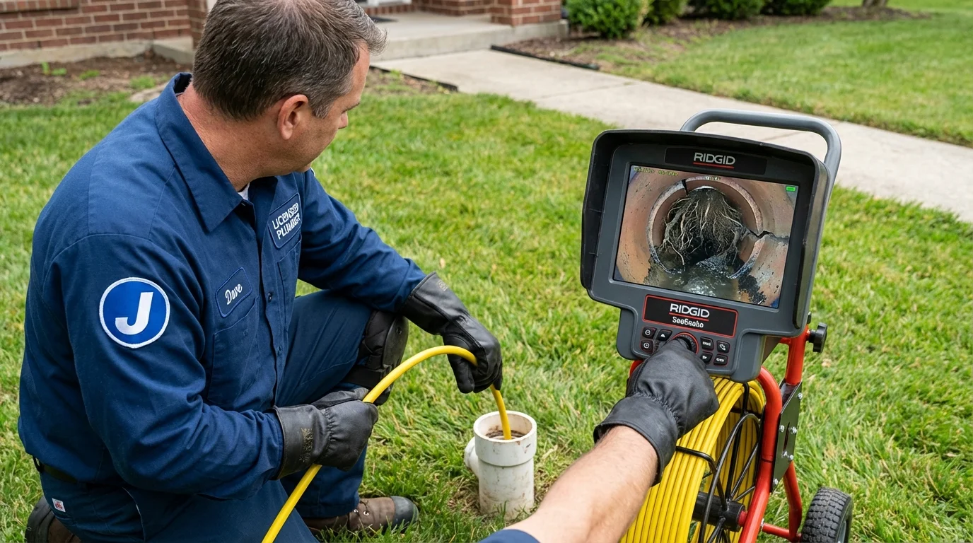 Sewer camera inspection being performed by Johns Plumbing LLC in Northern Cambria